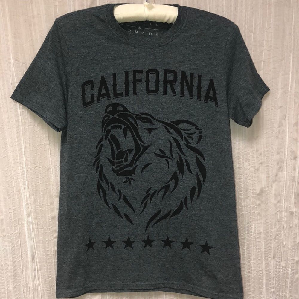 Rebels & Nomads S Gray Cotton Blend Short Sleeve CA Tee